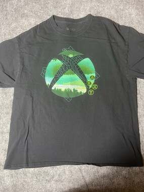 Xbox Black Graphic T-Shirt with Green ABXY Forest Logo